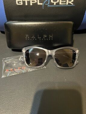 Ralph Lauren Translucent Gray Frame Sunglasses with Dark Lenses